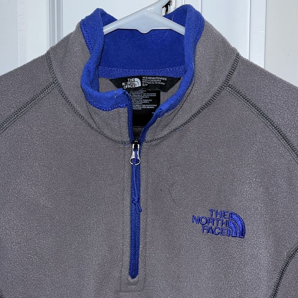 The North Face Gray Fleece T-Neck LS Pullover 1/4 Zipper Sweatshirt Sweater S